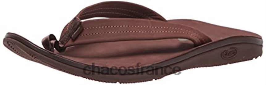 Chaco 4200P8295 Hommes tongs classiques en cuir pour hommes chacos marron foncé marron foncé